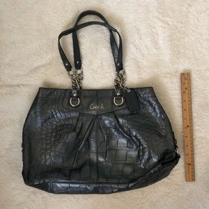 Coach Dark Metallic Blue Reptile Skin Satchel